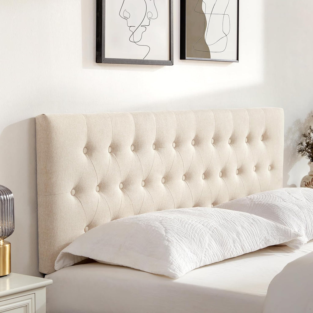 Tufted Upholstered Headboard Queen, Solid Wood Head Board with Durable Metal Legs, Adjustable Height Bed headboard