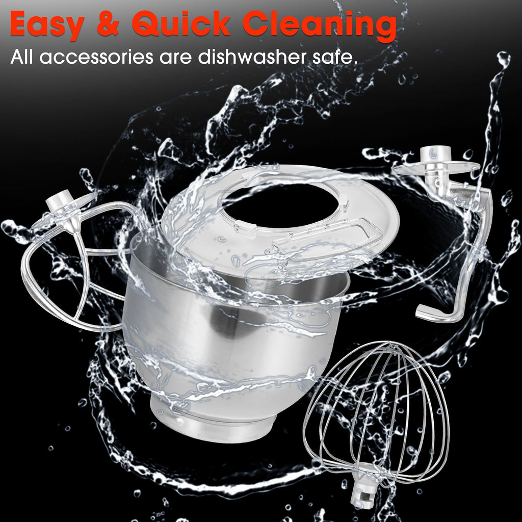 Stand Mixer, 5.8 QT Electric Food Mixer with 600W Pure Copper Motor, 6-Speed Tilt-Head Kitchen Mixer with Stainless