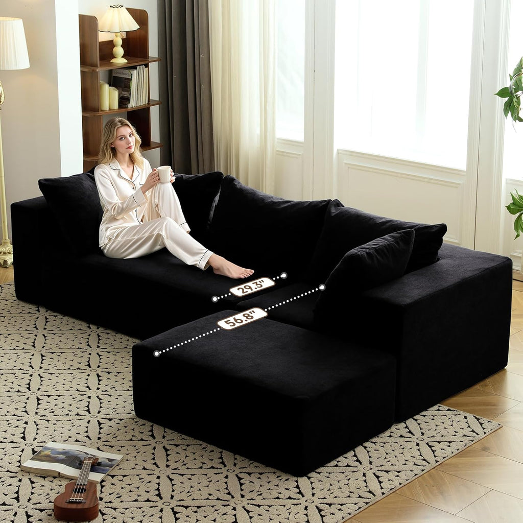 Vamcheer Modular Sectional Sofa - Modern L Shaped Boneless Couch with Deep Seat