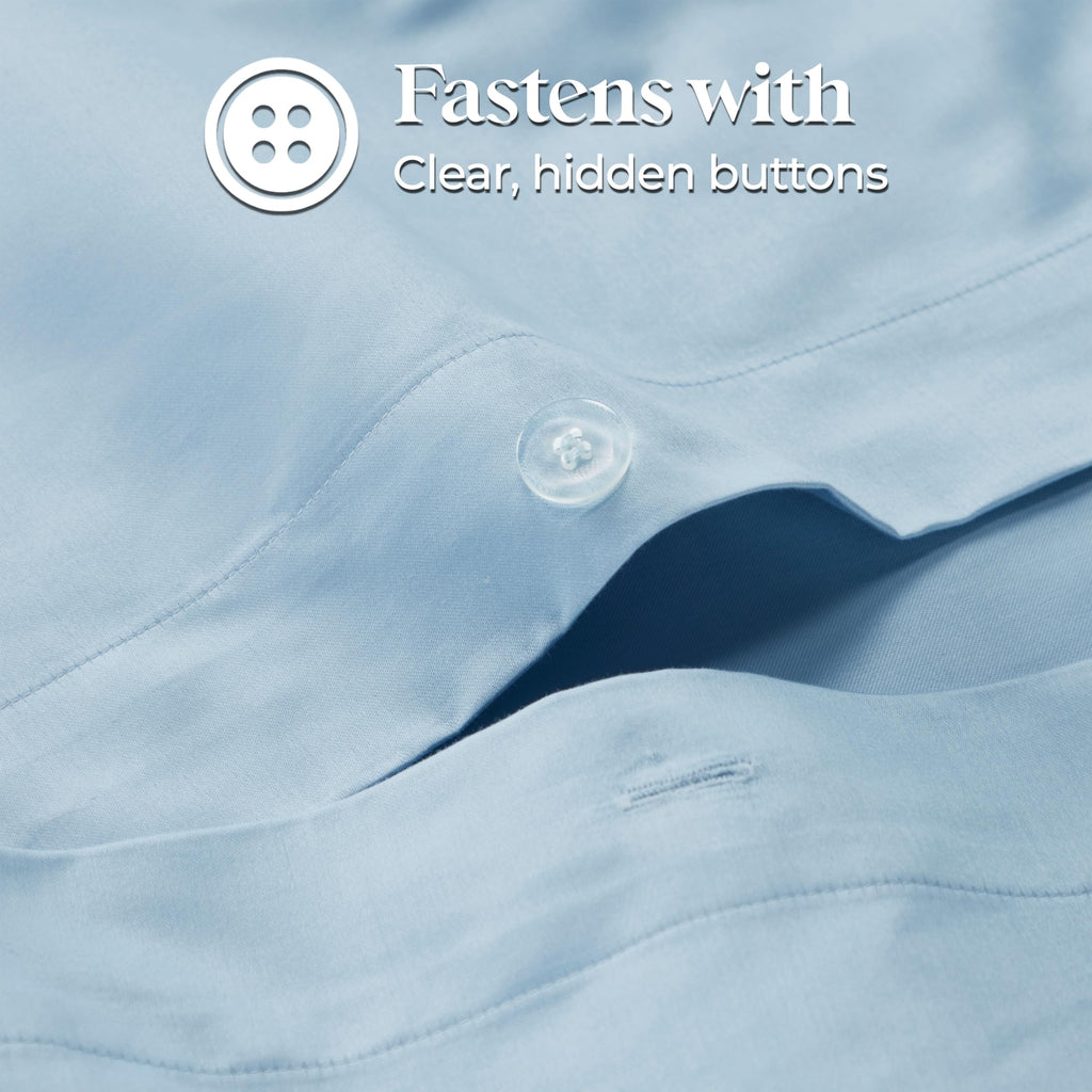 Egyptian Cotton 1200 Thread Count Solid 3-Piece Duvet Cover Set, 1 Duvet Cover, 2 Pillow Shams, Bedding Essentials