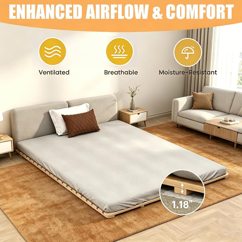 Floor Bed Frame, Foldable Tatami Bed Frame Futon Frame
