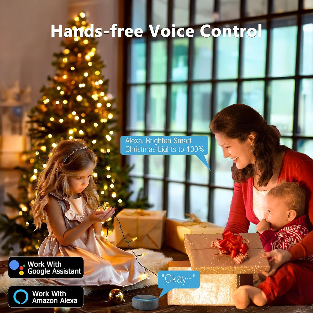 Smart Christmas Lights Color Changing, 200 LED App & Voice Control