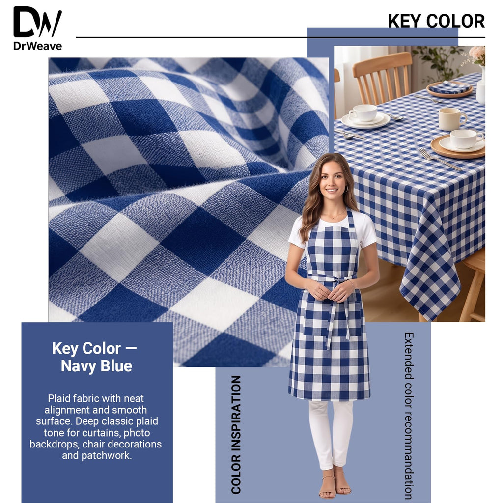 Gingham Fabric by the Yard 3 Yard x 94'' Wide Blue Poly Plaid