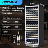 Dual Zone Wine Fridge Freestanding 175 Bottle, 24 Inch Large Capacity Built