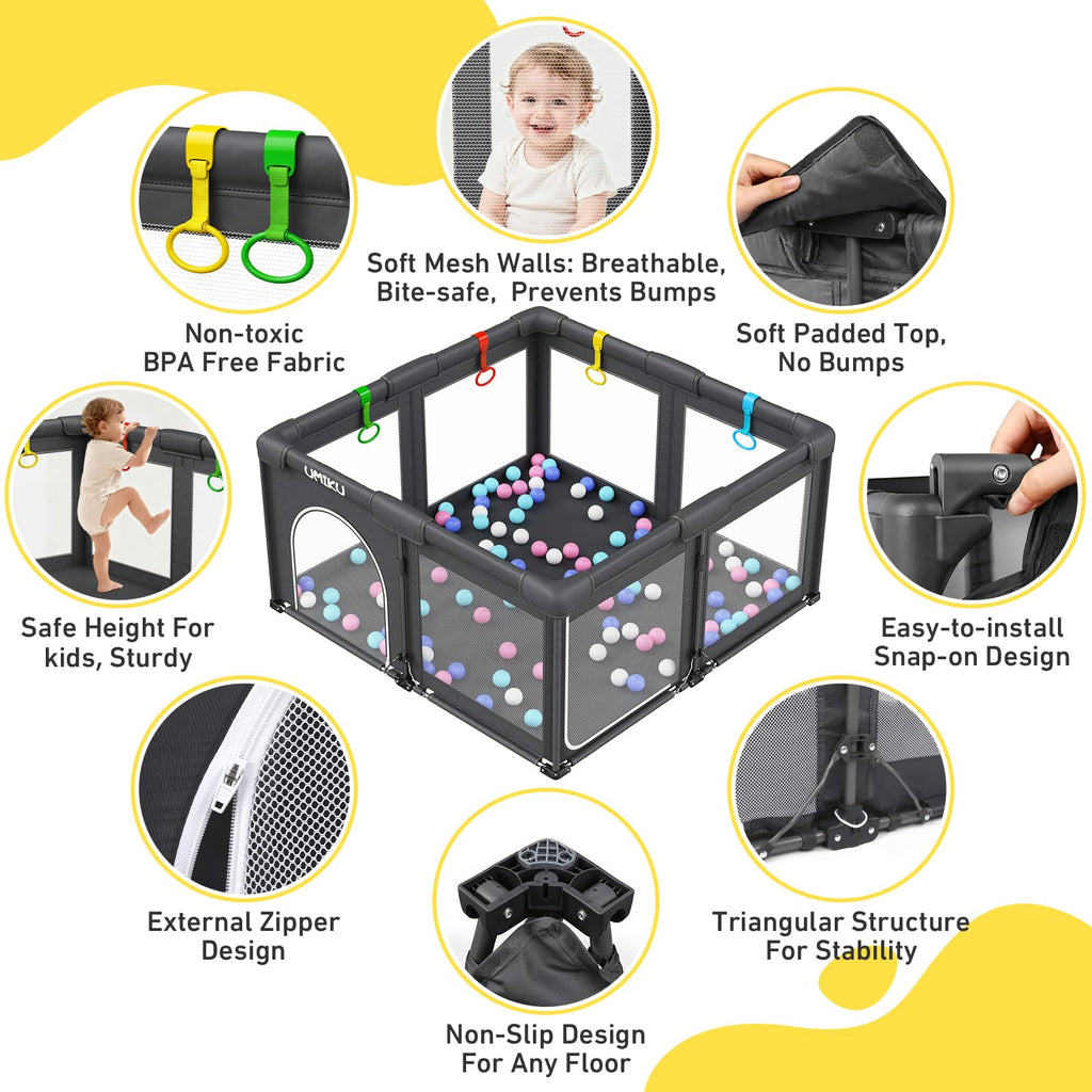 Playpen Play Pen Foldable Playpen for Babies and Toddler 2 Entry 50X50