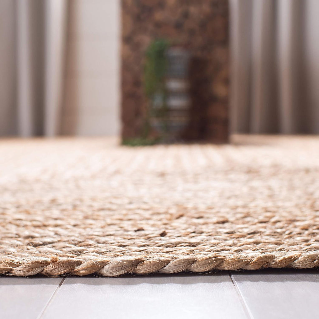 Area Rug 8x10 Oval - Cape Cod Collection - Large - Natural Brown, Handmade Braided Flat Weave Jute (CAP252A)