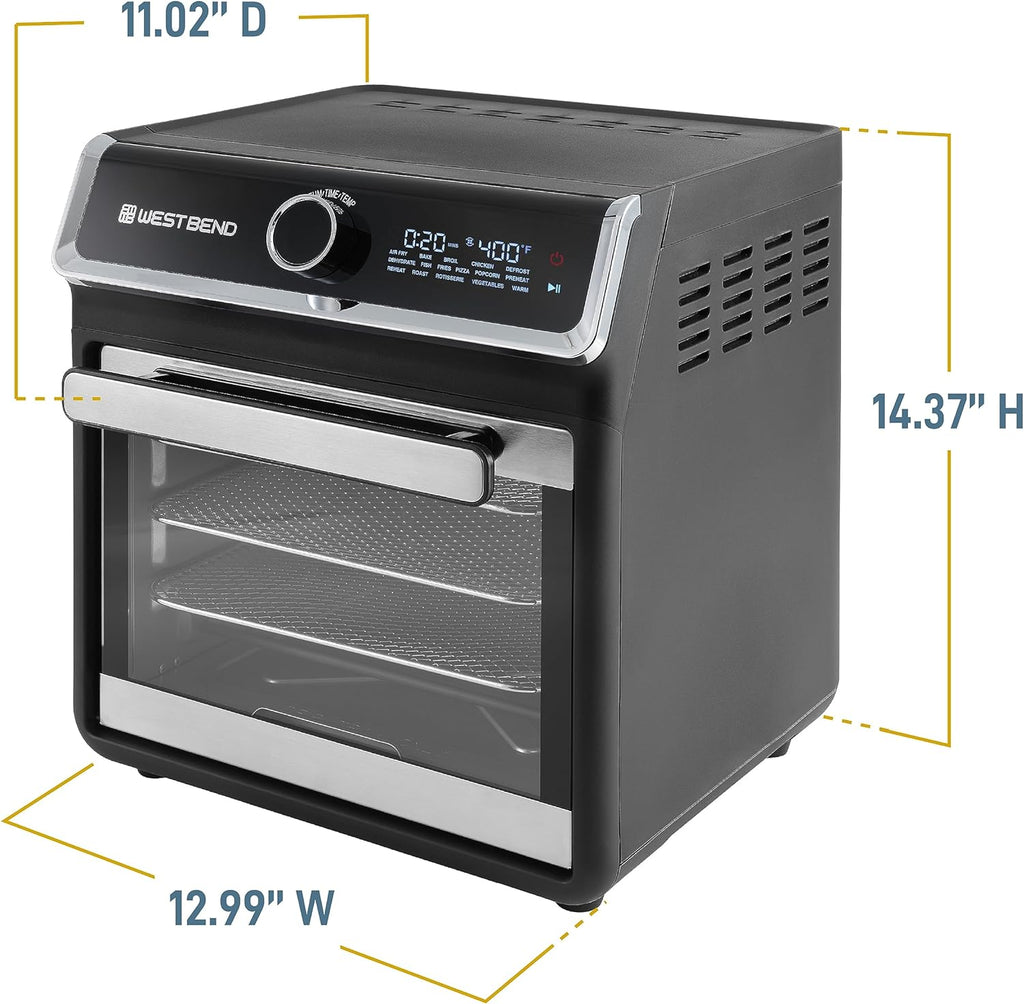 Air Fryer Oven 15-Quart Capacity with Digital Controls Easy-View Door and 16 Cooking Presets, Includes Eight Cooking