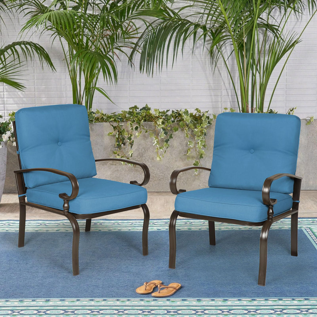 Metal Outdoor Dining Chairs Patio Chairs Set of 2, Wrought Iron Chair Steel Frame Restaurant, All-Weather Garden