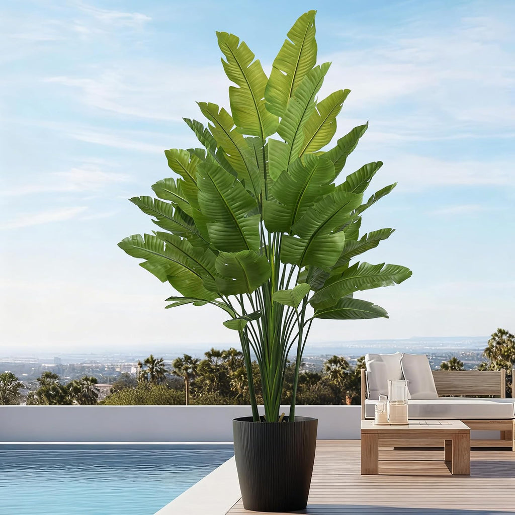 Bird of Paradise Plant Artificial 7.5FT - Tall Faux Plants Indoor with 34 Lifelike Leaves & Trunks, 96" Large Fake