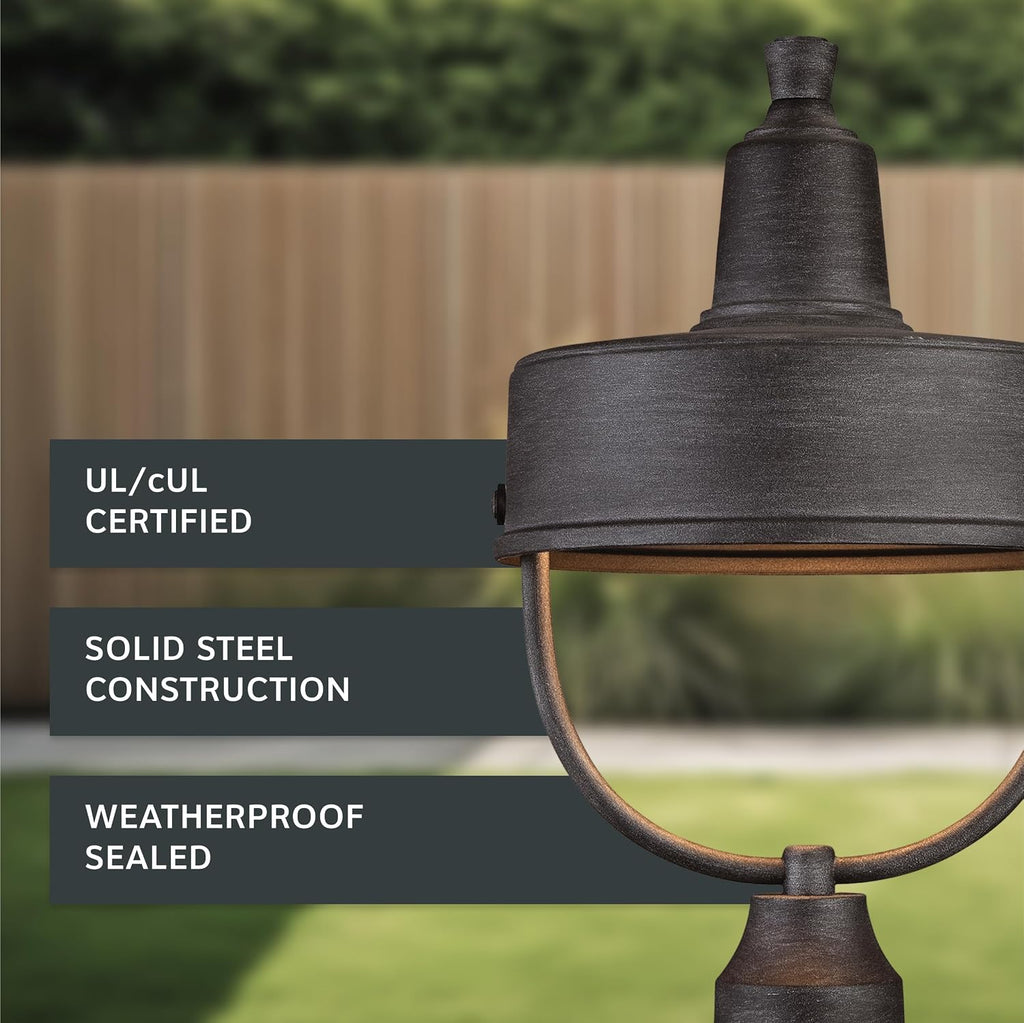 Portland-DS Outdoor Post Lantern, Weathered Pewter