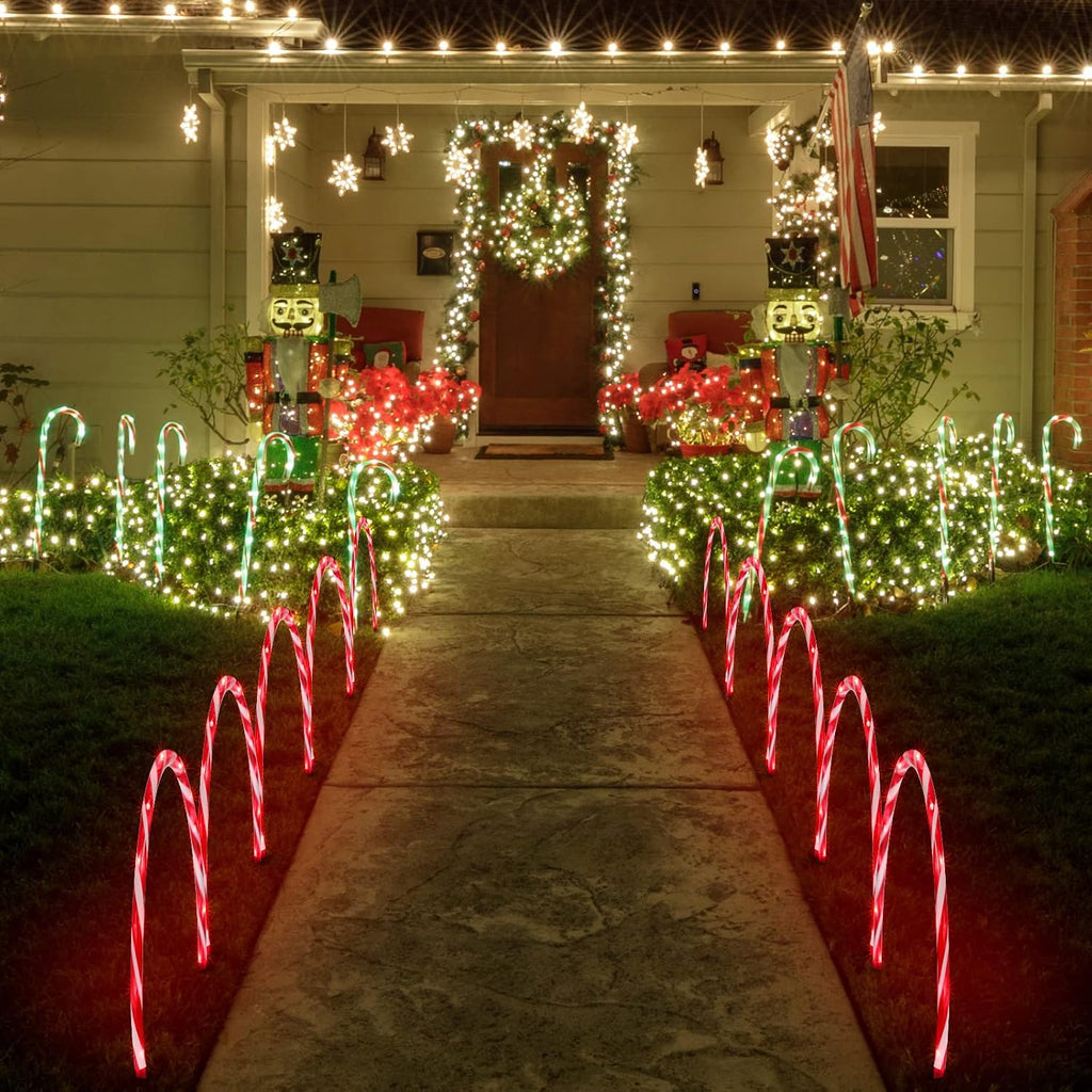 17''160 LED (10x16LED) Twinkle Arch Lawn Stake Light, Set of 10 Candy Cane Arch Outdoor Christmas Pathway Markers