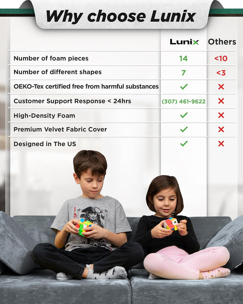 Modular Kids Play Couch, Piece Fort Building & Climbing Foam Set