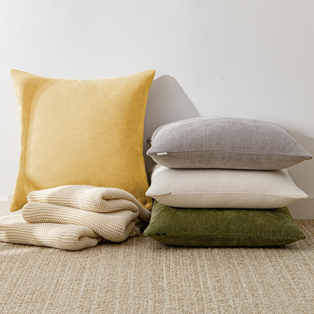 Fall Decorative Throw Pillow Covers Pack of 2, 22x22 Inch Mustard Yellow