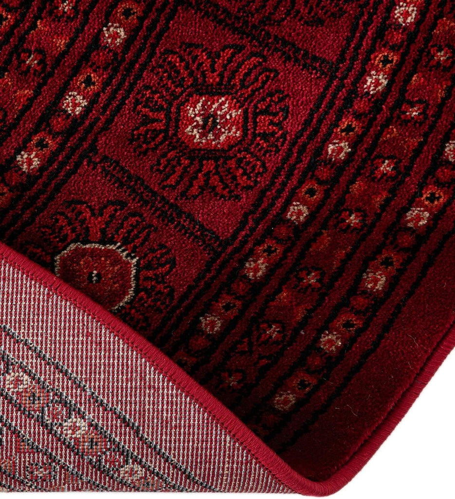 Bokhara Rug - 7' Oval Red Easy-Clean Area Rug Classic Medallion Design s and Dining Areas