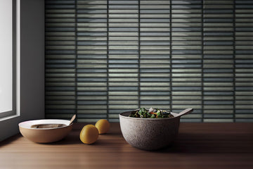 Ratsu Kit-Kat 4.5 in. x 9 in. Fluted Kit-Kat Porcelain Wall Tile (6.86 Sq. Ft. / Case) (Wear Green, Carton)