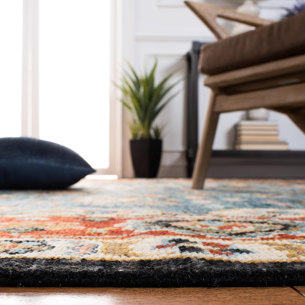 Samarkand 9' x 12' Blue / Red Hand-Knotted Traditional Oriental Premium Wool Area Rug