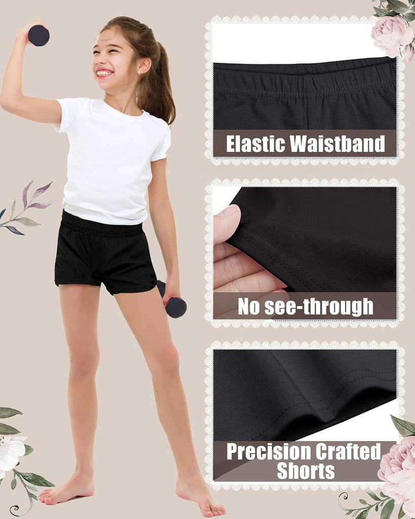 5 Pack Girls Bike Shorts Cotton Cartwheel Shorts Under Dress