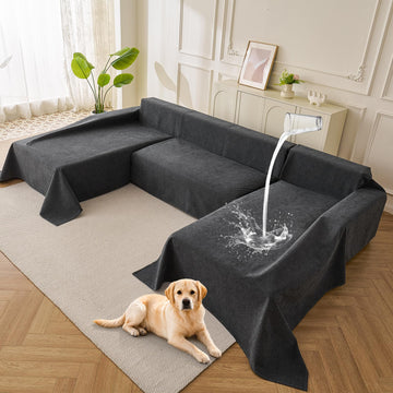 Sectional Couch Covers U Shape, 3 Pieces Waterproof Sofa Cover for Sectional Sofa, Non Slip U Shaped Couch Cover with
