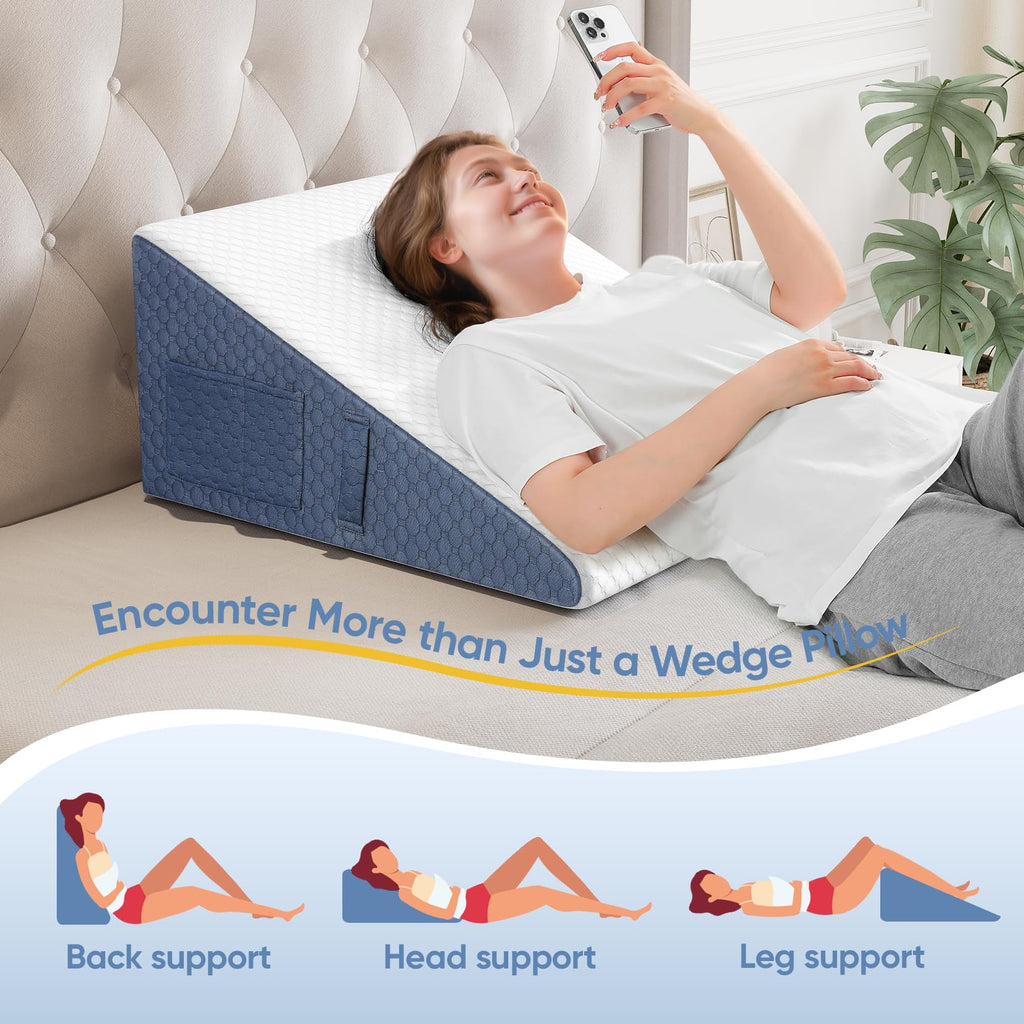 Wedge Pillow for Sleep Apnea, 12inch Bed Wedge