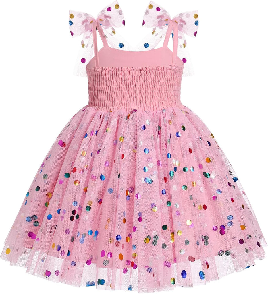 Toddler Baby Girl Birthday Princess Dress Shiny Confetti Boho Rainbow Cake Smash Photo Shoot Outfit for 1