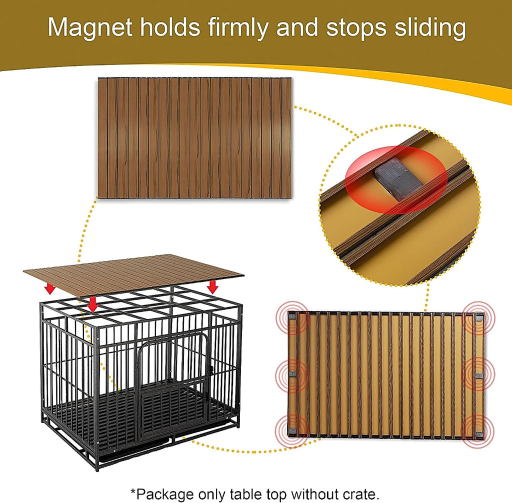 Dog Crate Topper Metal with Magnets for Crate - Foldable Dog Kennel Topper Decorative Storage Pet Crate Table