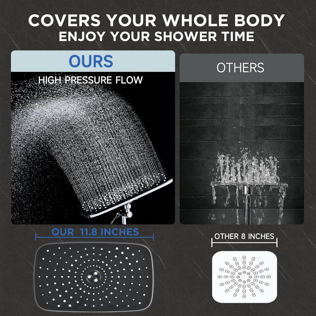Wide High Pressure Rain Shower Head with Handheld, Handheld Shower Heads with Multi Spray Modes