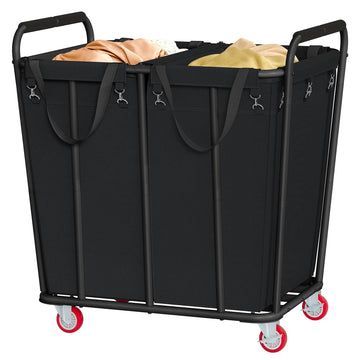 2 Section Laundry Sorter Cart, 400L Rolling Hamper with Wheels, Industrial Laundry Basket Organizer, Extra Large