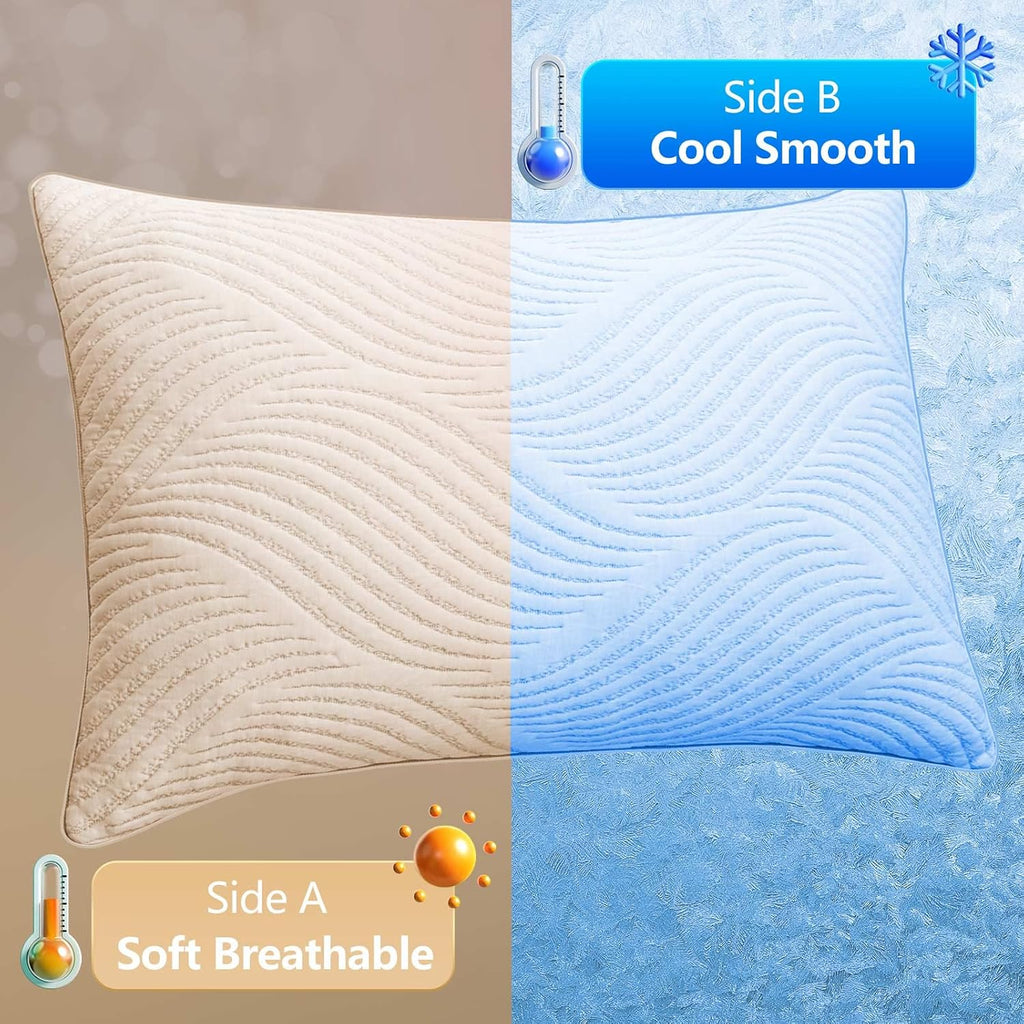 Pillows King Size Set of 2 Cooling Memory Foam Pillows | Pillows for Sleeping Adjustable Medium Firm Back and Side