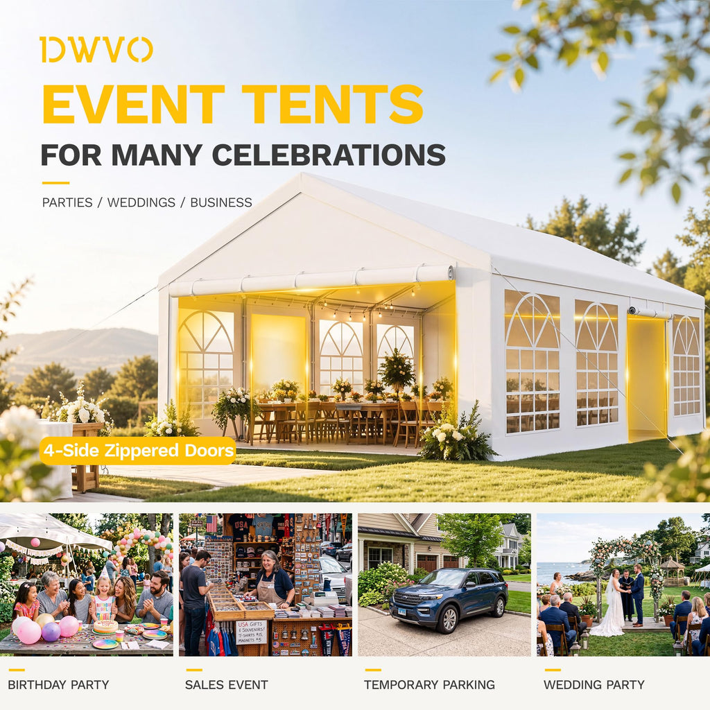 20x30ft Party Tent Heavy Duty Wedding Event Shelters White-Straight