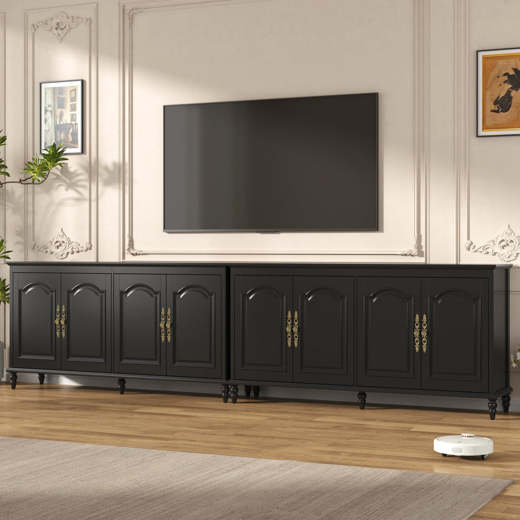 65" Black Buffet Cabinet with Storage, Farmhouse Sideboard Cabinet
