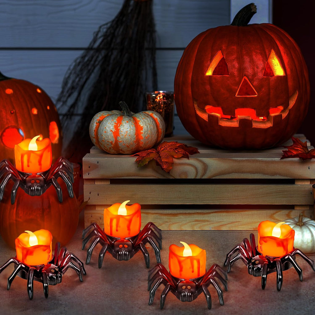 Halloween Tea Lights Candles, Battery Operated Flameless LED Candles - Set of 6