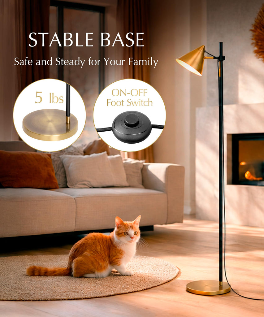 Noah 59" Brass Reading Floor Lamp, Adjustable Over Chair Lamp