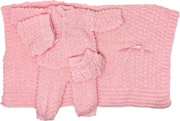 Newborn Infant Baby 5 Pieces Knit Crochet Set Warm Winter Fashionable Layette Set Comfort Girls Boys Unisex