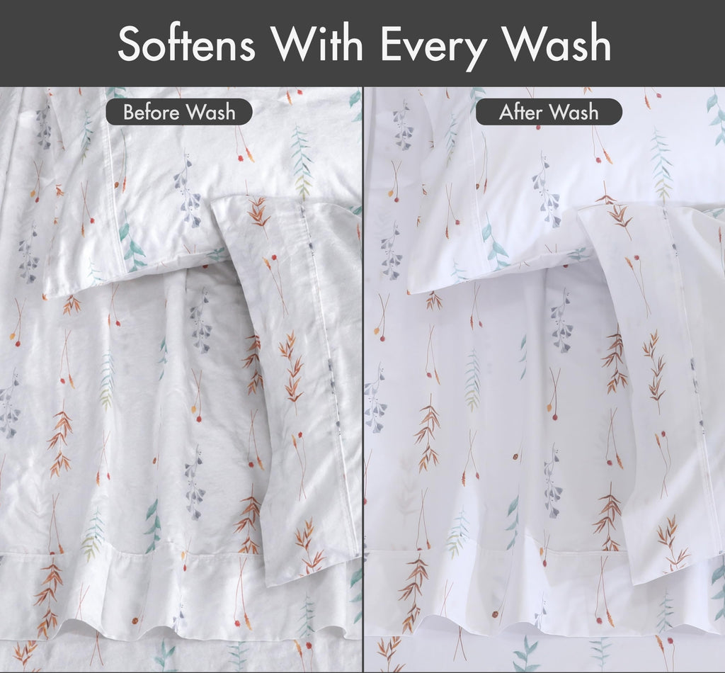 100% Cotton Queen Sheets, Percale Weave, Fairy Meadows