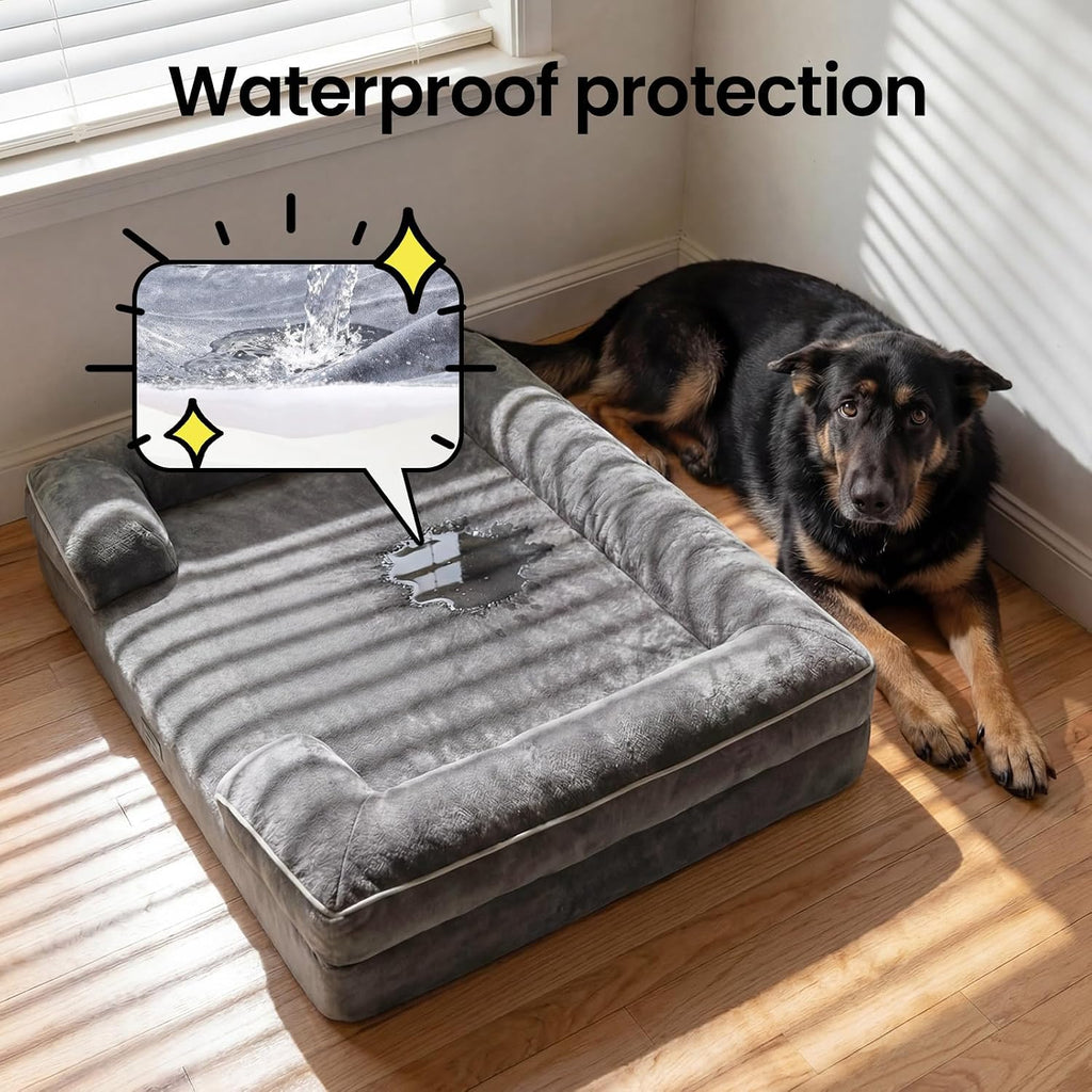 Orthopedic Extra Large Dog Bed Couch, Memory Foam, 44× (Gray)