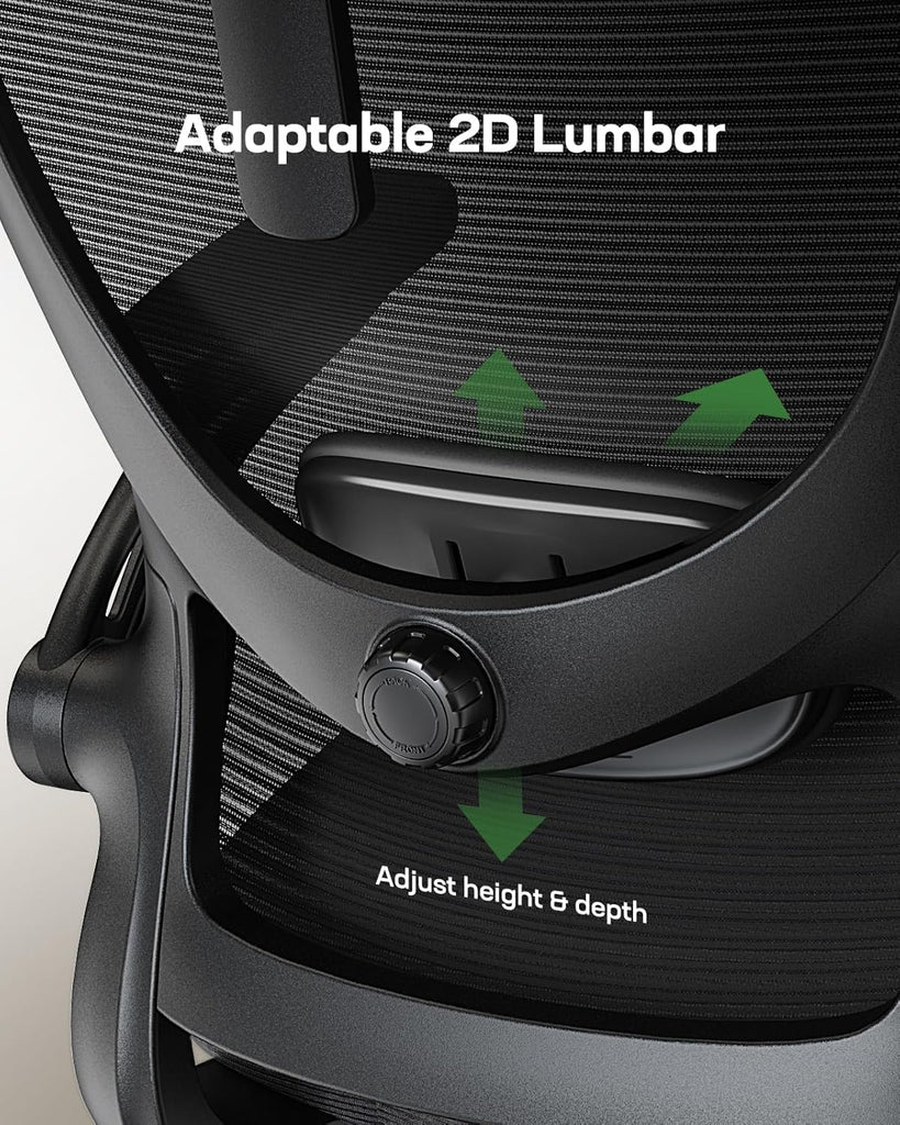 Ergonomic Office Chair: Office Desk Chair with High Back Mesh and Adjustable Lumbar Support Rolling Work Swivel Task
