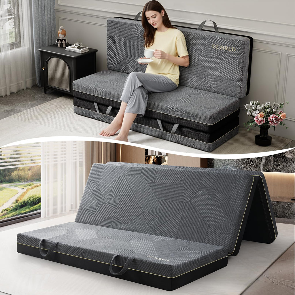 Tri Folding Mattress King Size - 6 Inch Foldable Floor Sofa Bed