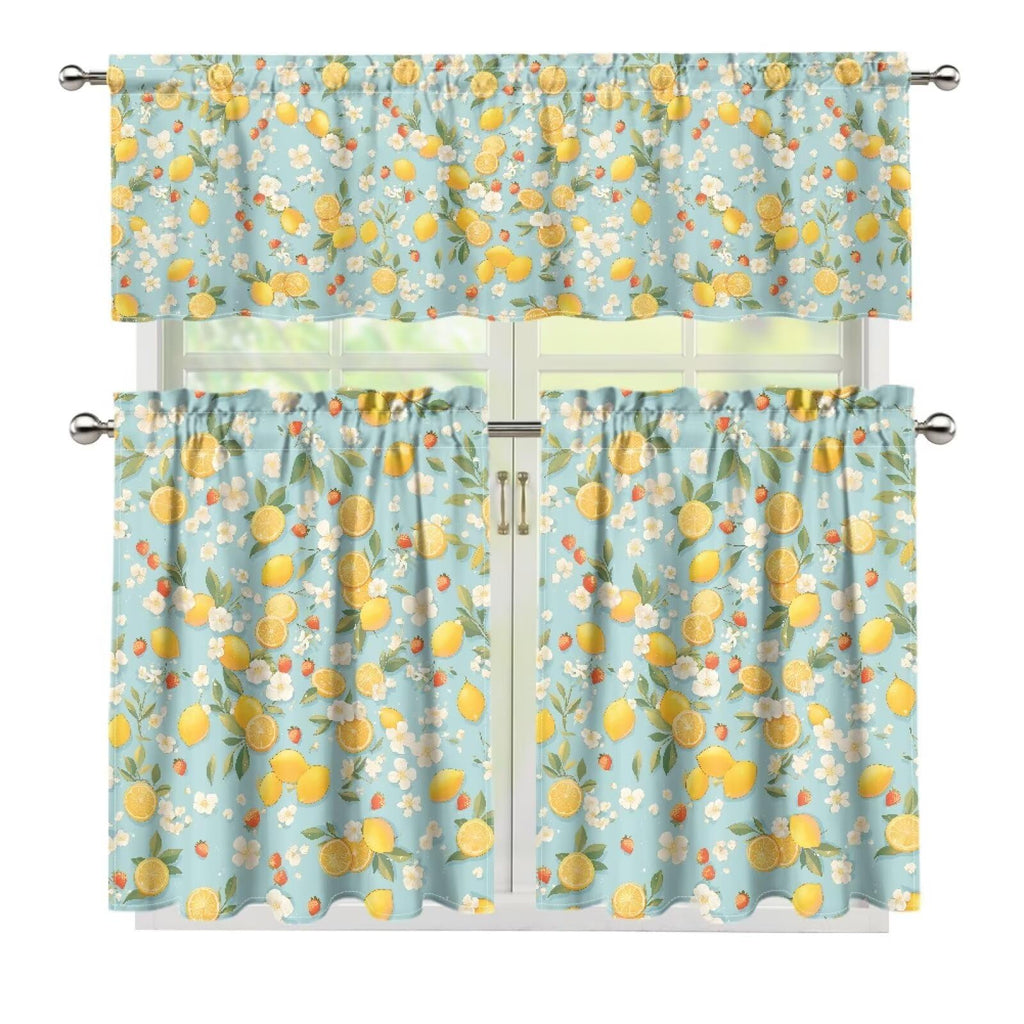 Kitchen Curtains and Valances Set, Blackout Curtains 3 Pieces Window Treatments for Farmhouse Bathroom, Rod Pocket