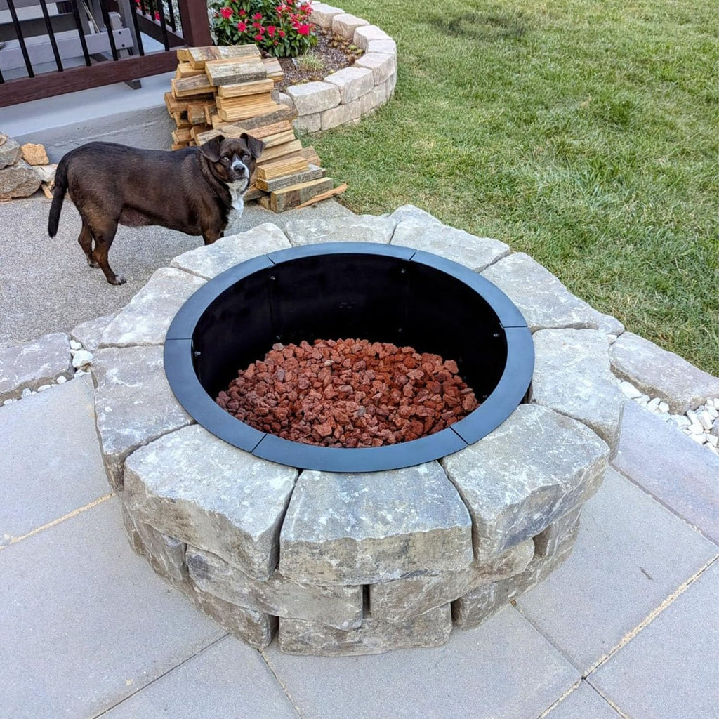 Outdoor Fire Pit Ring 27.5-Inch Outer/23.6-Inch Inner, Fire Pit Insert Round Metal Steel Fire Rings for Outside Wood