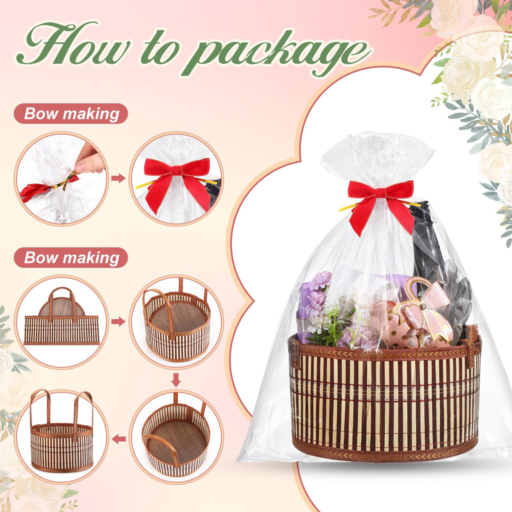 1 Set Empty Gift Baskets to Fill for Raffle, Bamboo, Brown