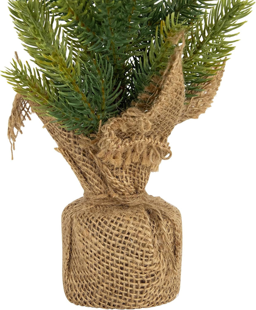 Mini Christmas Pine Artificial Christmas Trees Burlap Base 18"