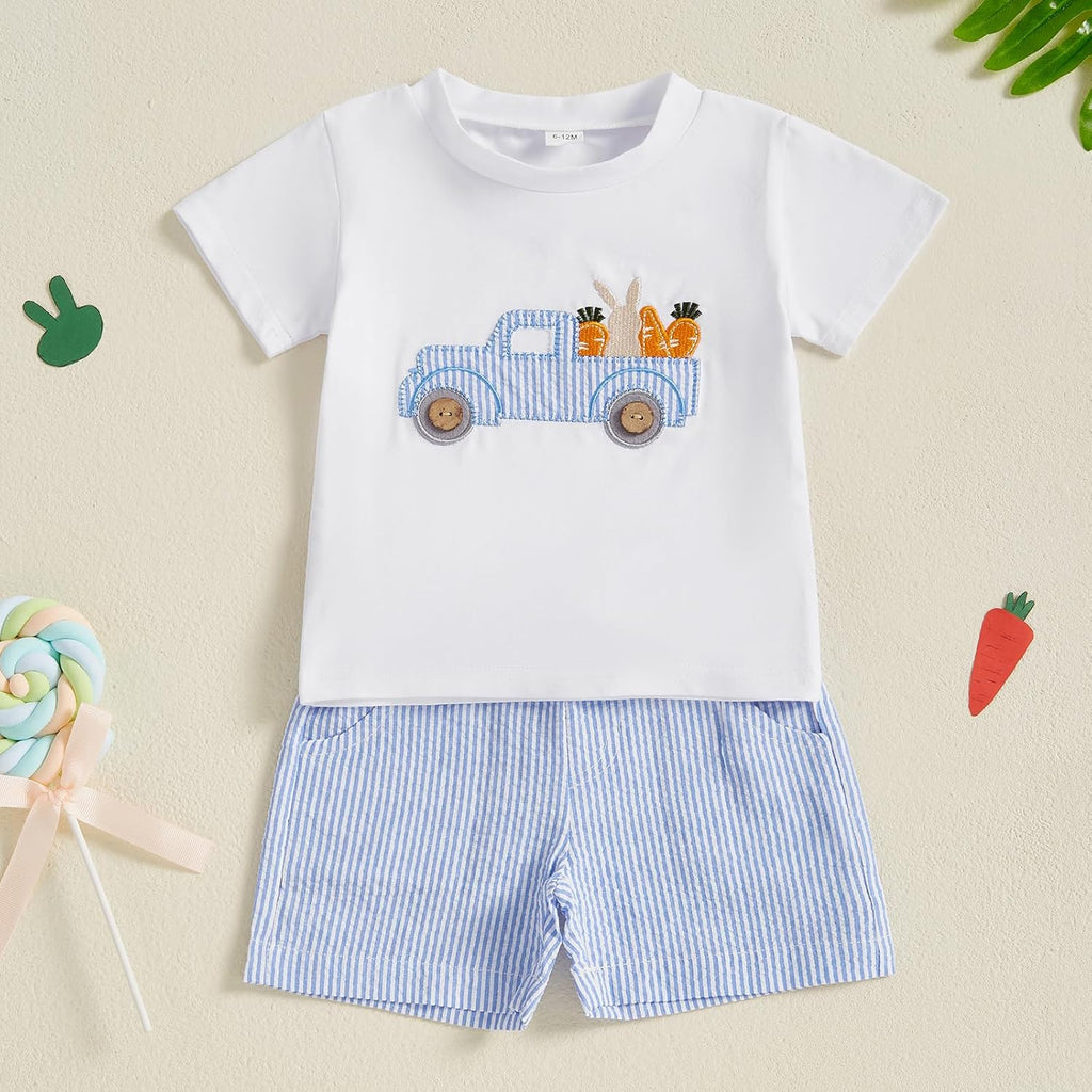 Toddler Boy Easter Outfit Baby Boy Bunny Short Sleeve T Shirt And Shorts Set 2 Piece Spring Summer Clothes