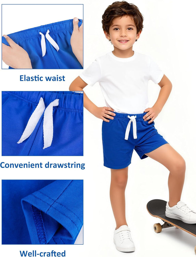 5 Pack Toddler Boy Shorts Boys Cotton Short Soft Baby Casual Shorts with Drawstring