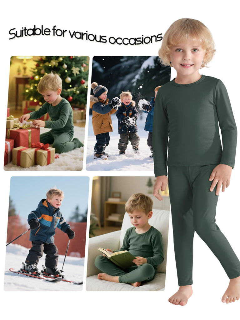 Toddler Thermal Set Thermal Underwear for Kids Fleece Base Layer