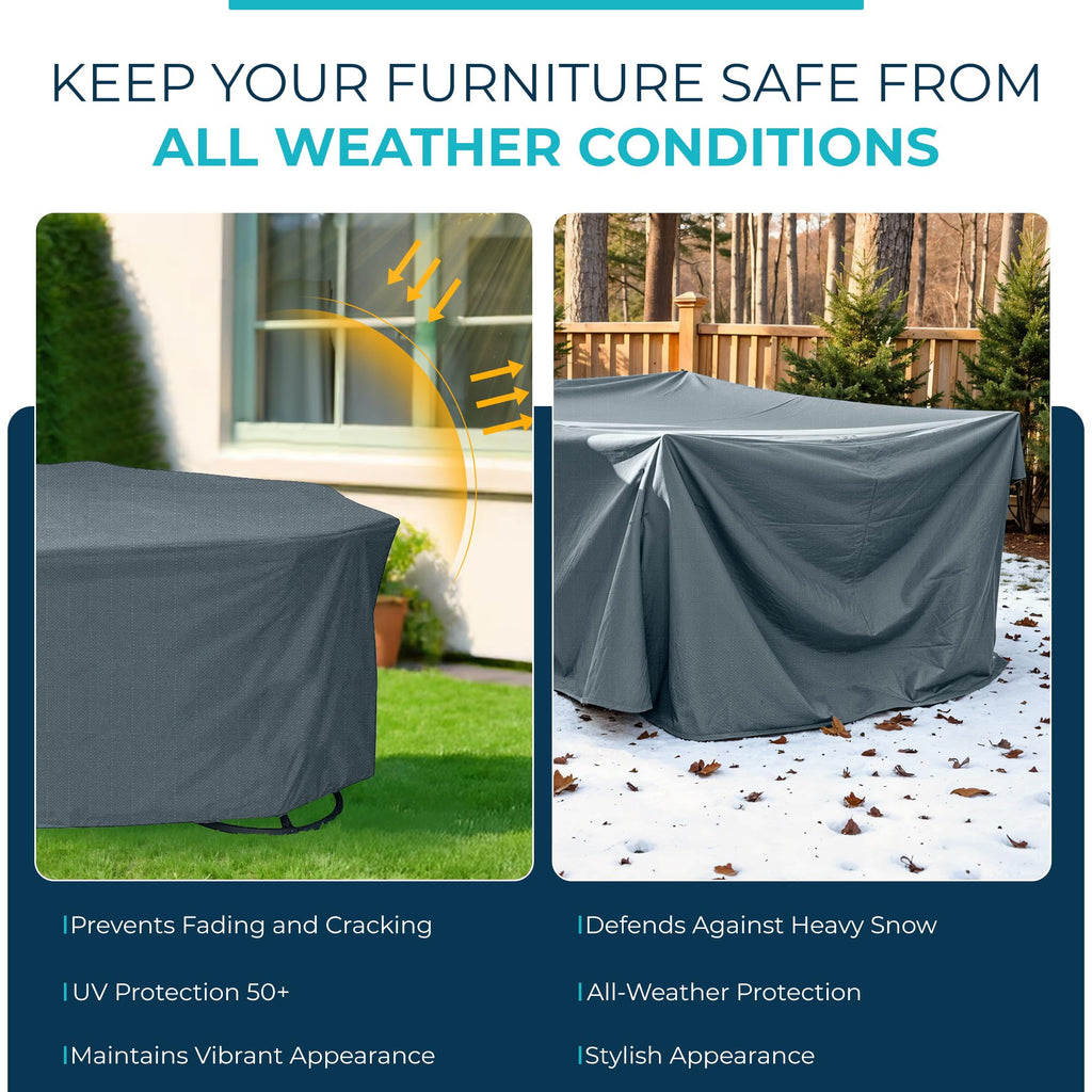 Premium 6-Chair Dining Set Outdoor Patio Furniture Covers, Waterproof Patio Chair Covers, Heavy Duty, UV Resistant
