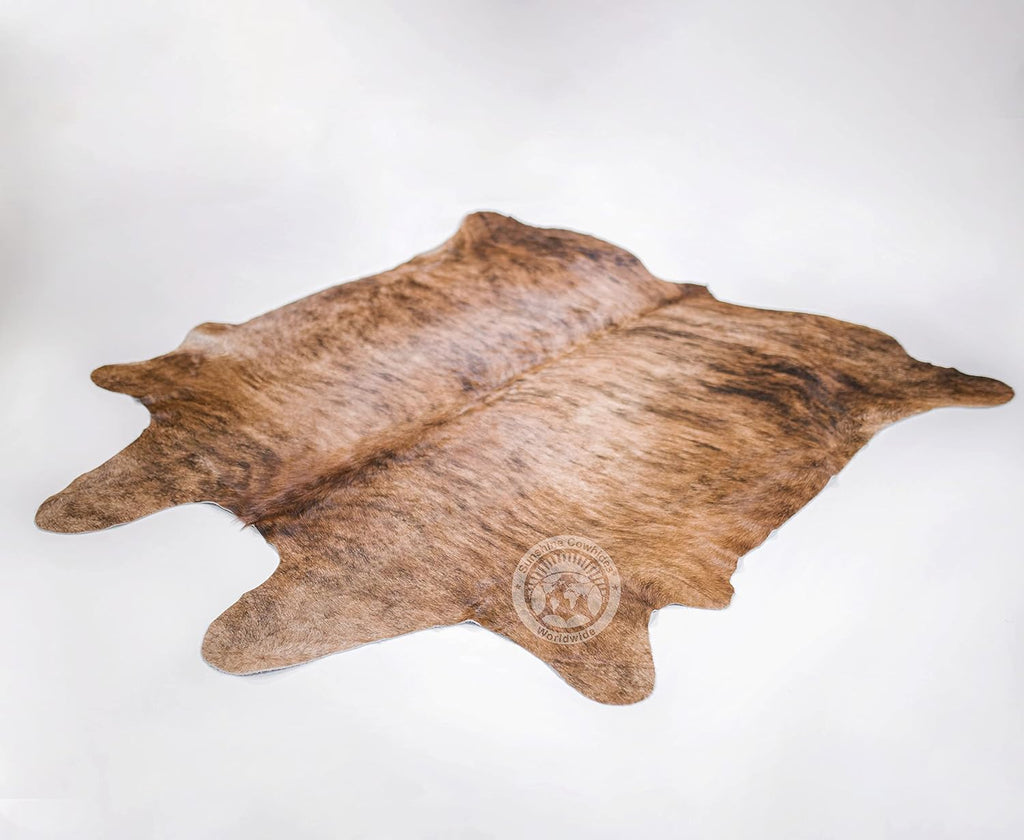 100% Genuine Brown Brindle Cowhide Rug - Modern Style Animal Skin Rug & Floor Carpet & More - Extra Large (6x7-8 Ft.)