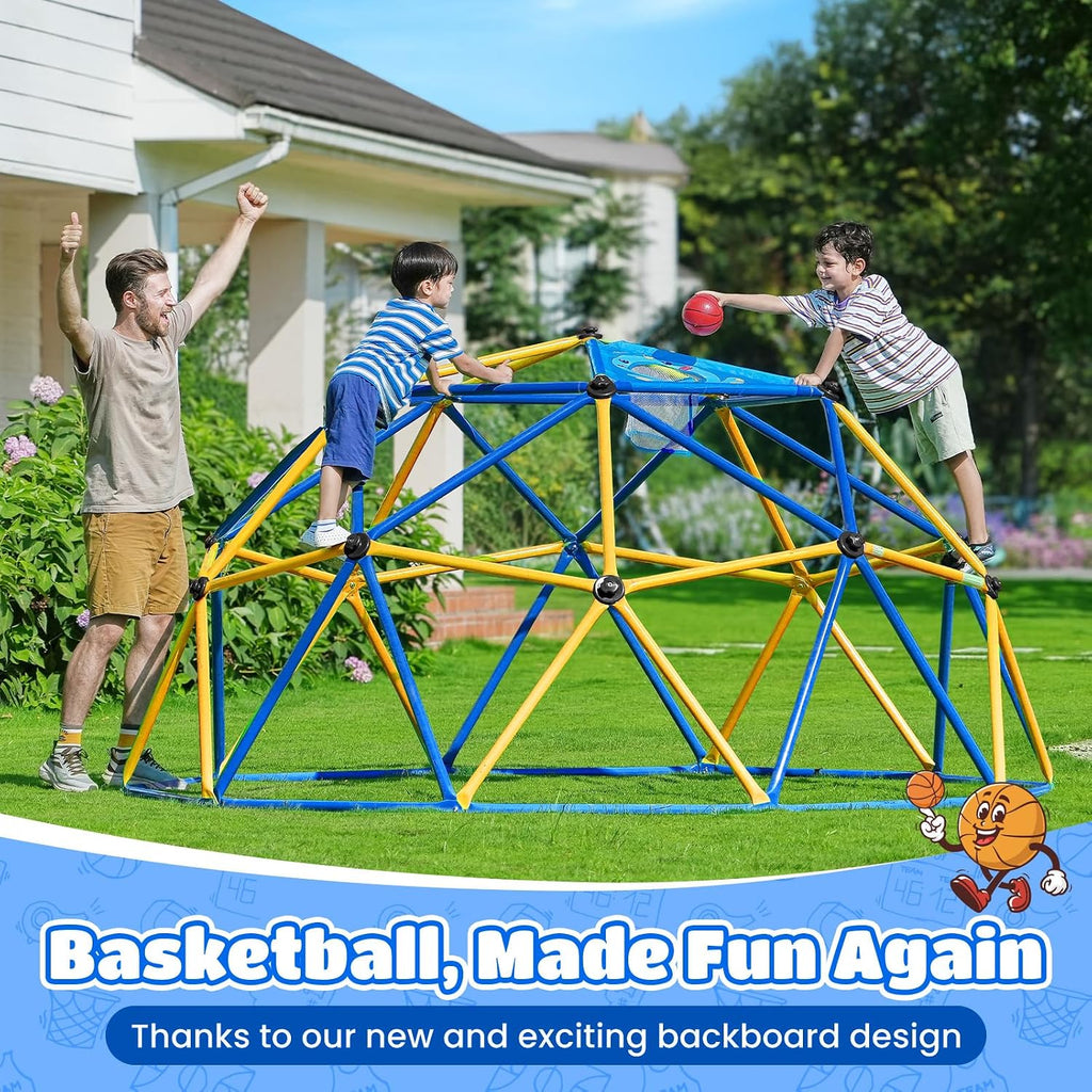10FT Climbing Dome, Outdoor Jungle Gym for Kids with Climbing Grip - Geometric Dome Climber Outdoor Playset and Easy