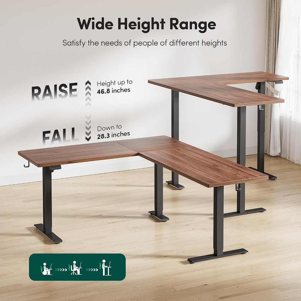 63" x 55" L Shaped Standing Desk Adjustable Height, Electric Stand up Corner Computer Desk, Sit Stand Home Office