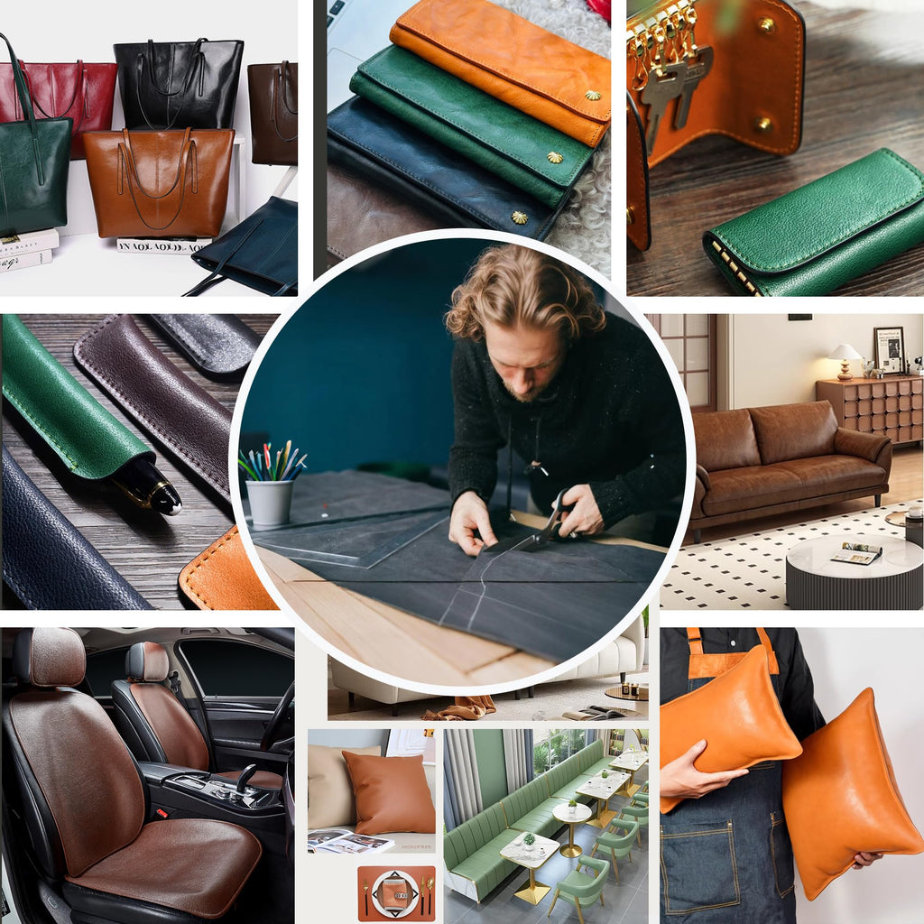 Faux Leather Sheets Smooth Surface One Yard Leather Fabric for DIY Crafting Thick Durable Synthetic Repholstery PU