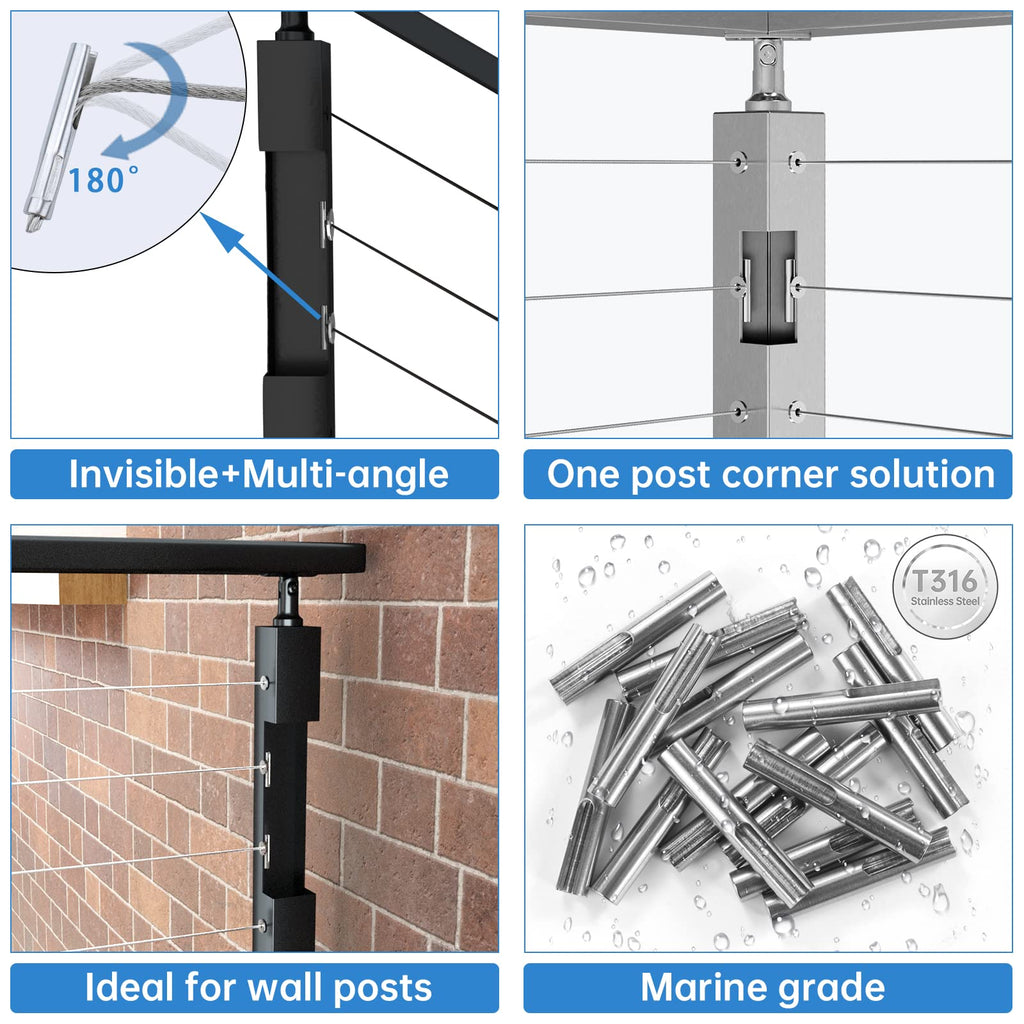 10Pack Invisible Cable Railing Hardware Swage Anchor Terminal CR07